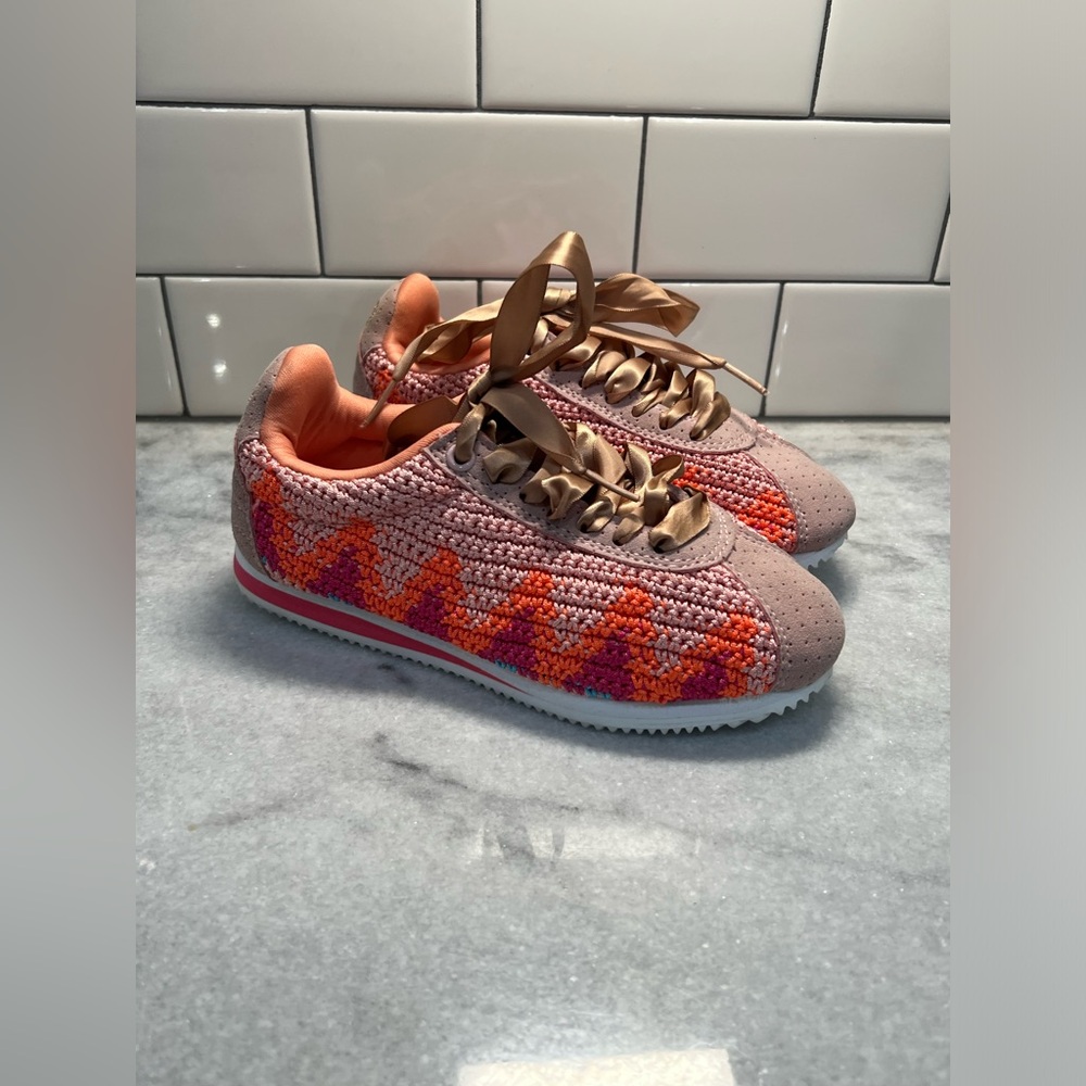 Poppy Sz 5 Orange Pink Crochet Tennis /New Without